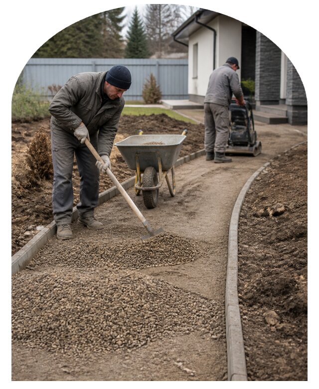 Устройство дорожек из гравия под ключ на участке в Россоши